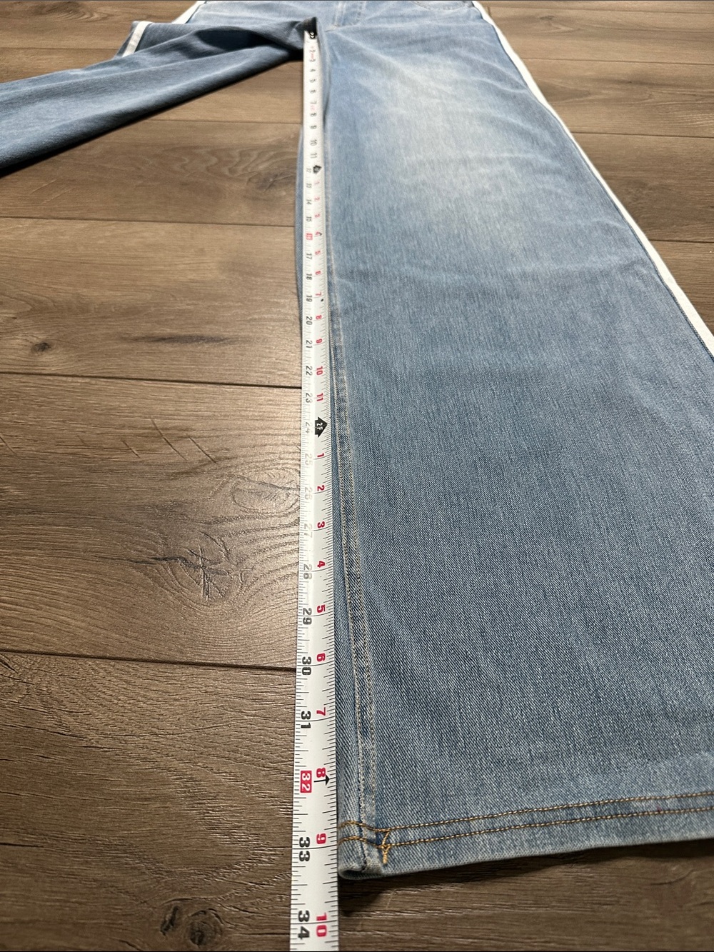Halara Flex High Waisted Stripe Wide Leg Flowy Washed Casual Jeans Blue XS Tall - Picture 12 of 14